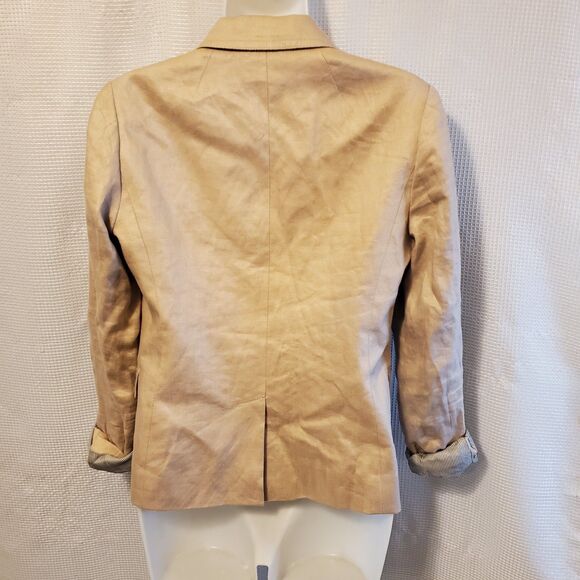 J.CREW Womens Sz 2 Schoolboy Blazer 100% Linen Beige Tan Academia Preppy Spring - Picture 2 of 10